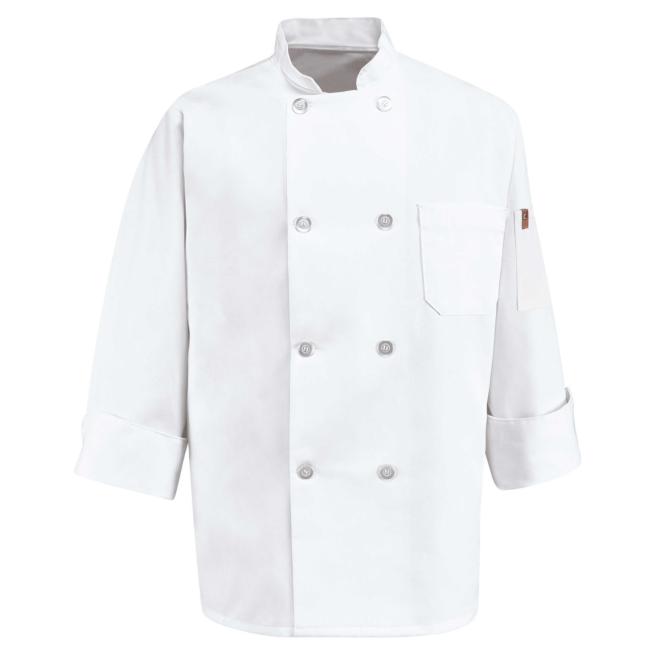 Eight Pearl Button Chef Coat with Thermometer Pocket 0413 - White-eSafety Supplies, Inc