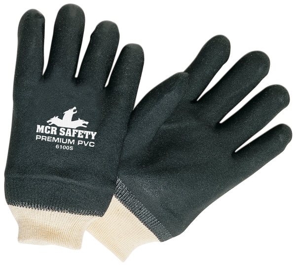 MCR Safety Black Sandy PVC Knit Wrist Interlock-eSafety Supplies, Inc