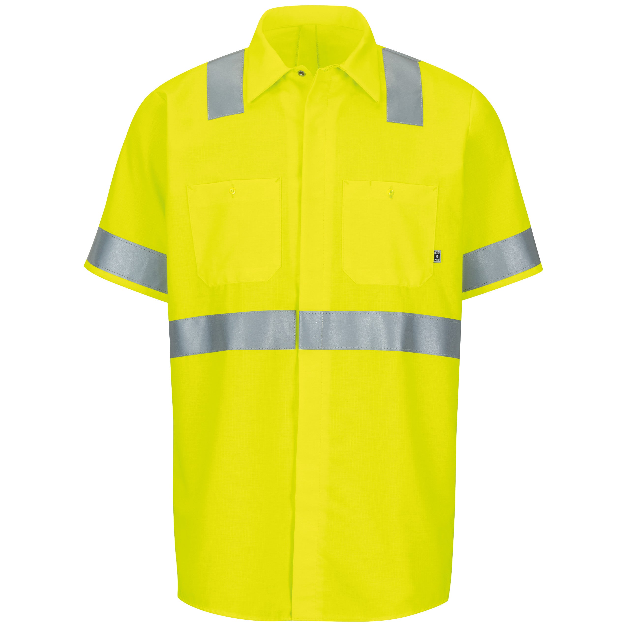 Short Sleeve Hi-Visibility Ripstop Work Shirt with MIMIX + OilBlok, Type R Class 2 SX24 - Fluorescent Yellow-eSafety Supplies, Inc