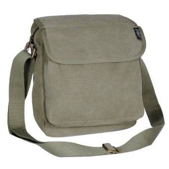 Everest Luggage Canvas Front Pocket Messenger - Olive-eSafety Supplies, Inc