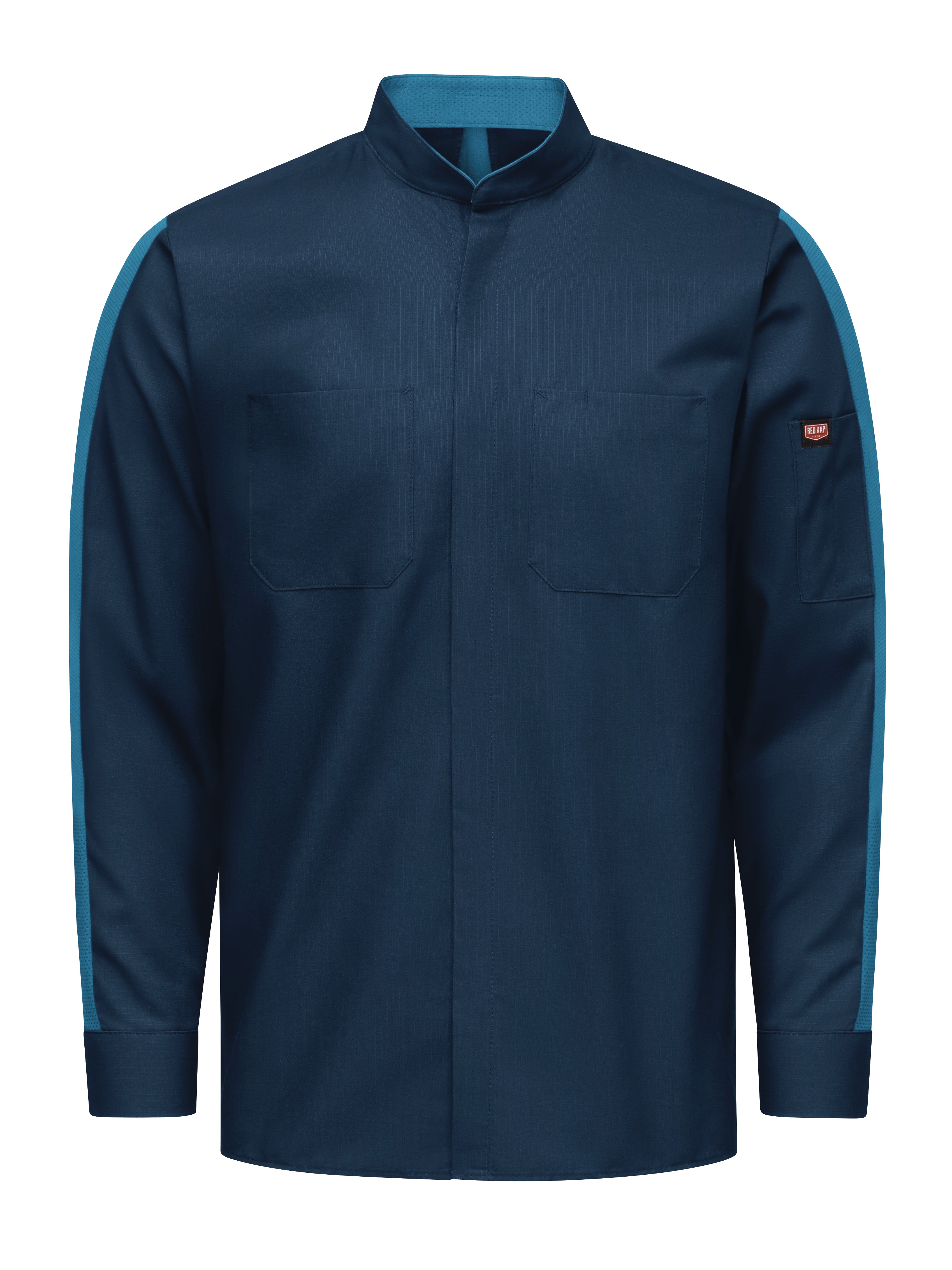 Men's Long Sleeve Two-Tone Pro+ Work Shirt with OilBlok and Mimix SX36 - Navy|Teal-eSafety Supplies, Inc