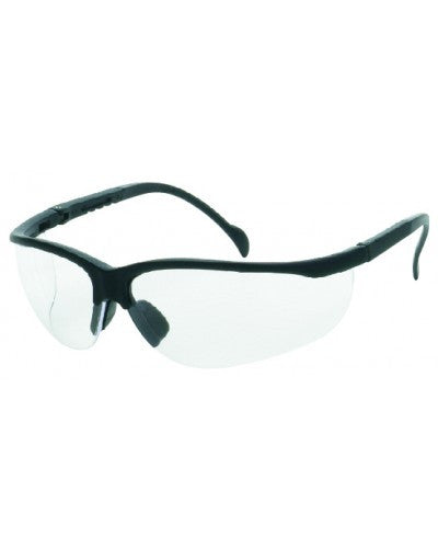 Black Frame - Clear Lens - Soft Rubber Nose Buds - Adjustable Temples Safety Glasses-eSafety Supplies, Inc