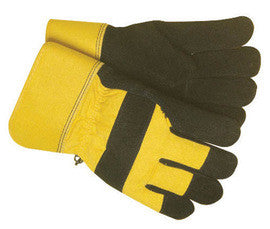 Radnor Large Black And Yellow Leather And Canvas Thinsulate Lined Cold Weather Gloves With Safety Cuffs And Waterproof Barrier-eSafety Supplies, Inc