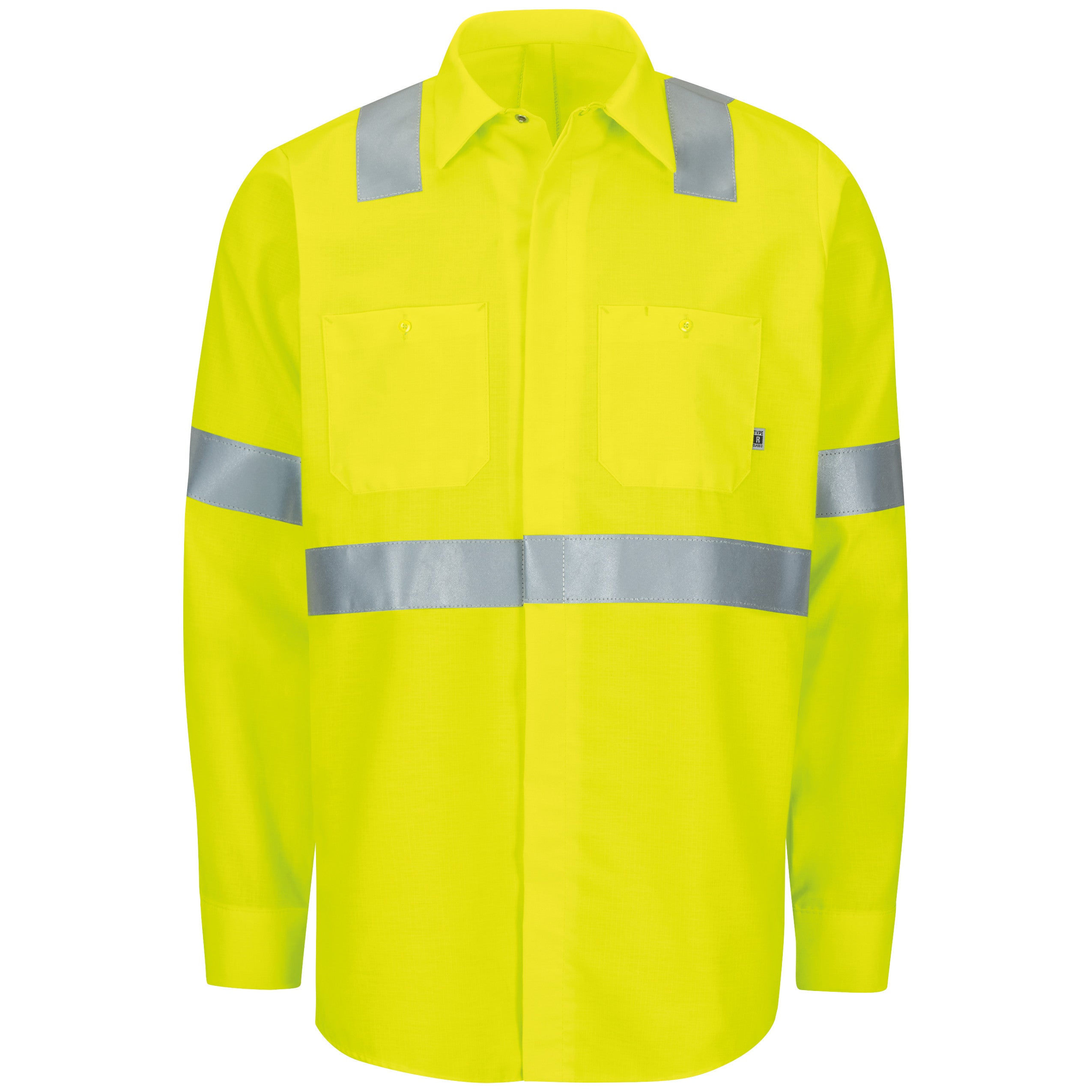 Long Sleeve Hi-Visibility Ripstop Work Shirt with MIMIX + OilBlok, Type R Class 2 SX14 - Fluorescent Yellow-eSafety Supplies, Inc