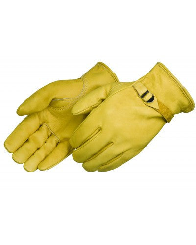Golden grain cowhide driver - leather pull strap Gloves - Dozen-eSafety Supplies, Inc