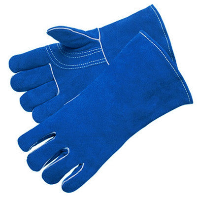 Blue Leather Welder with Reinforced Thumb & Palm - Premium Select Shoulder - Reinforced Thumb - Dozen-eSafety Supplies, Inc