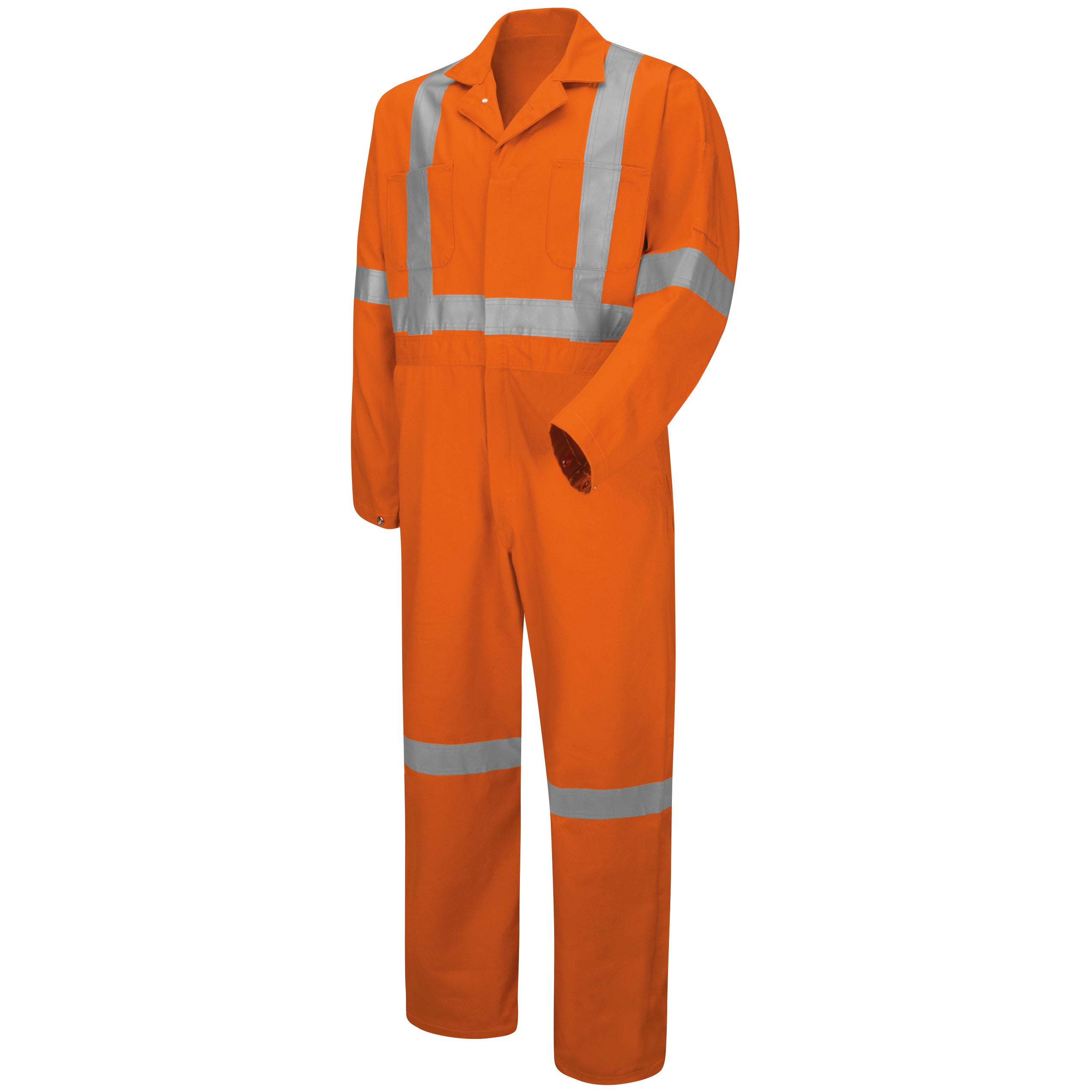 Hi-Visibility Button-Front Coverall With CSA Compliant Reflective Trim CC5S - Orange-eSafety Supplies, Inc