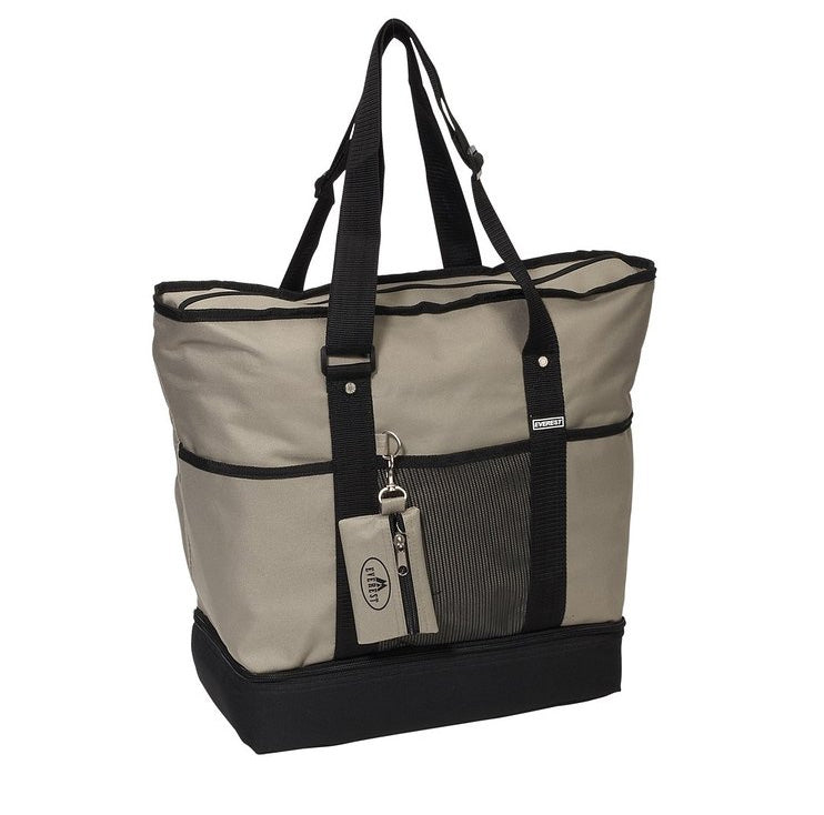 Everest Luggage Deluxe Shopping Tote - Khaki/Black-eSafety Supplies, Inc