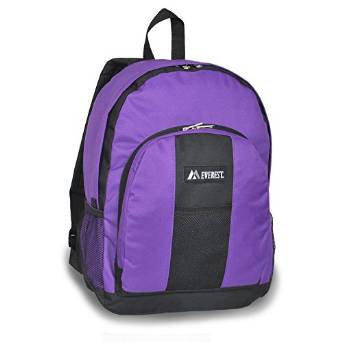 Everest Luggage Backpack with Front and Side Pockets - Purple/Black-eSafety Supplies, Inc