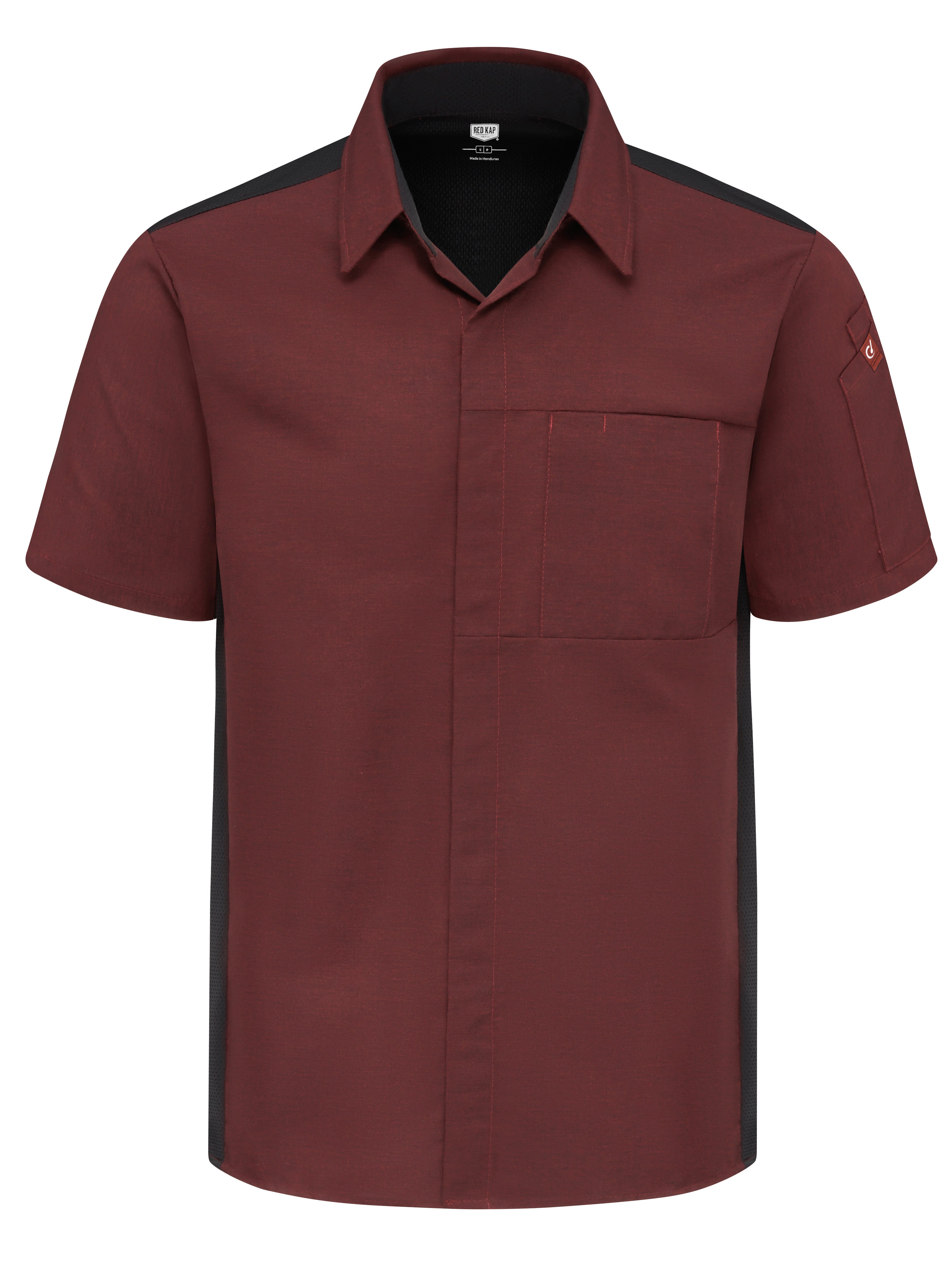 Men's Airflow Cook Shirt with OilBlok 502M - Merlot Heather with Black Mesh-eSafety Supplies, Inc