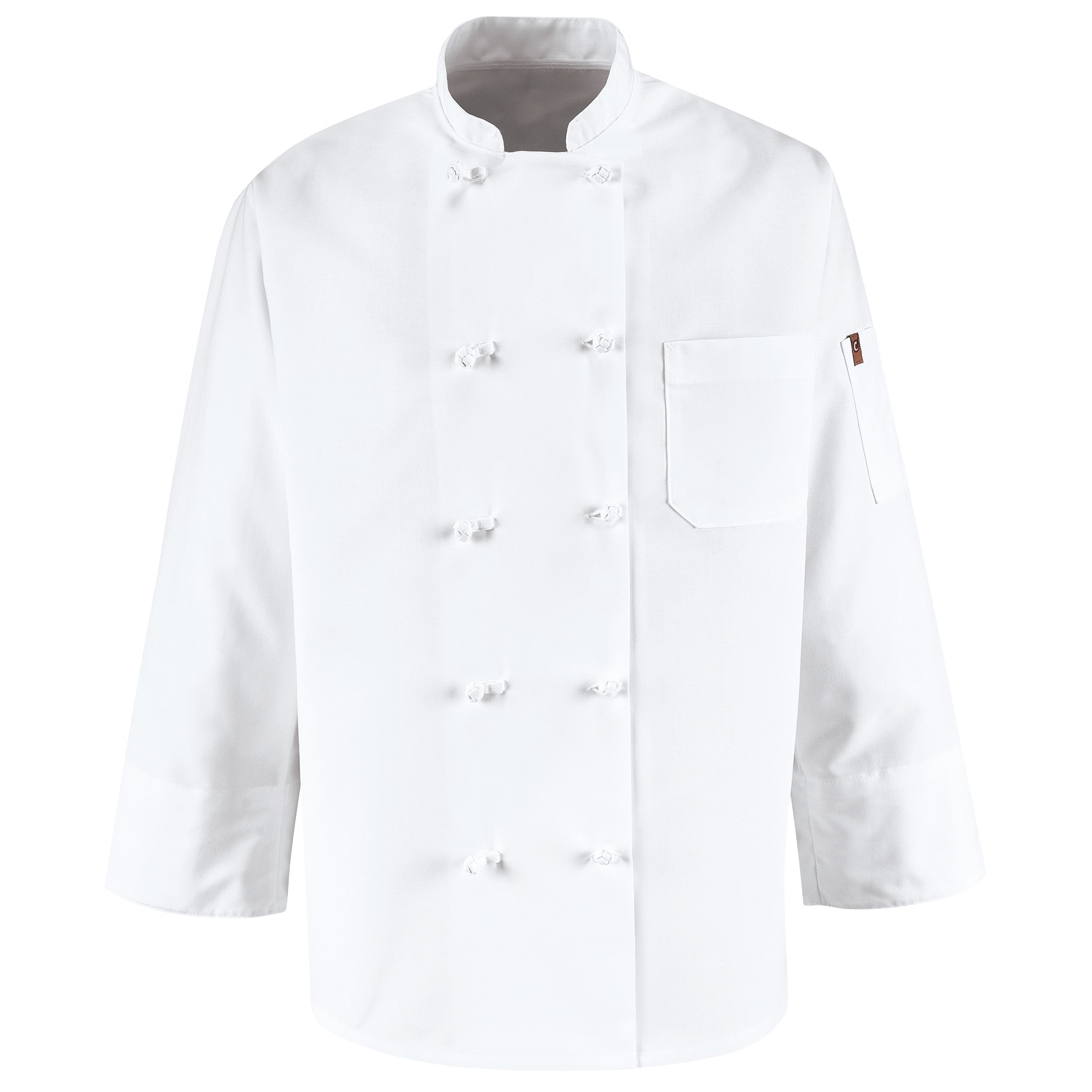 Eight Knot Button Chef Coat with Thermometer Pocket 0421 - White-eSafety Supplies, Inc