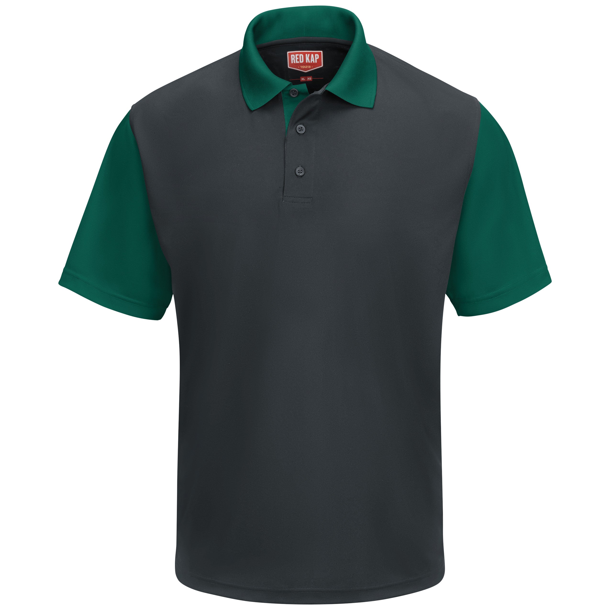 Men's Short Sleeve Performance Knit Color-Block Polo SK56 - Charcoal/Hunter Green-eSafety Supplies, Inc