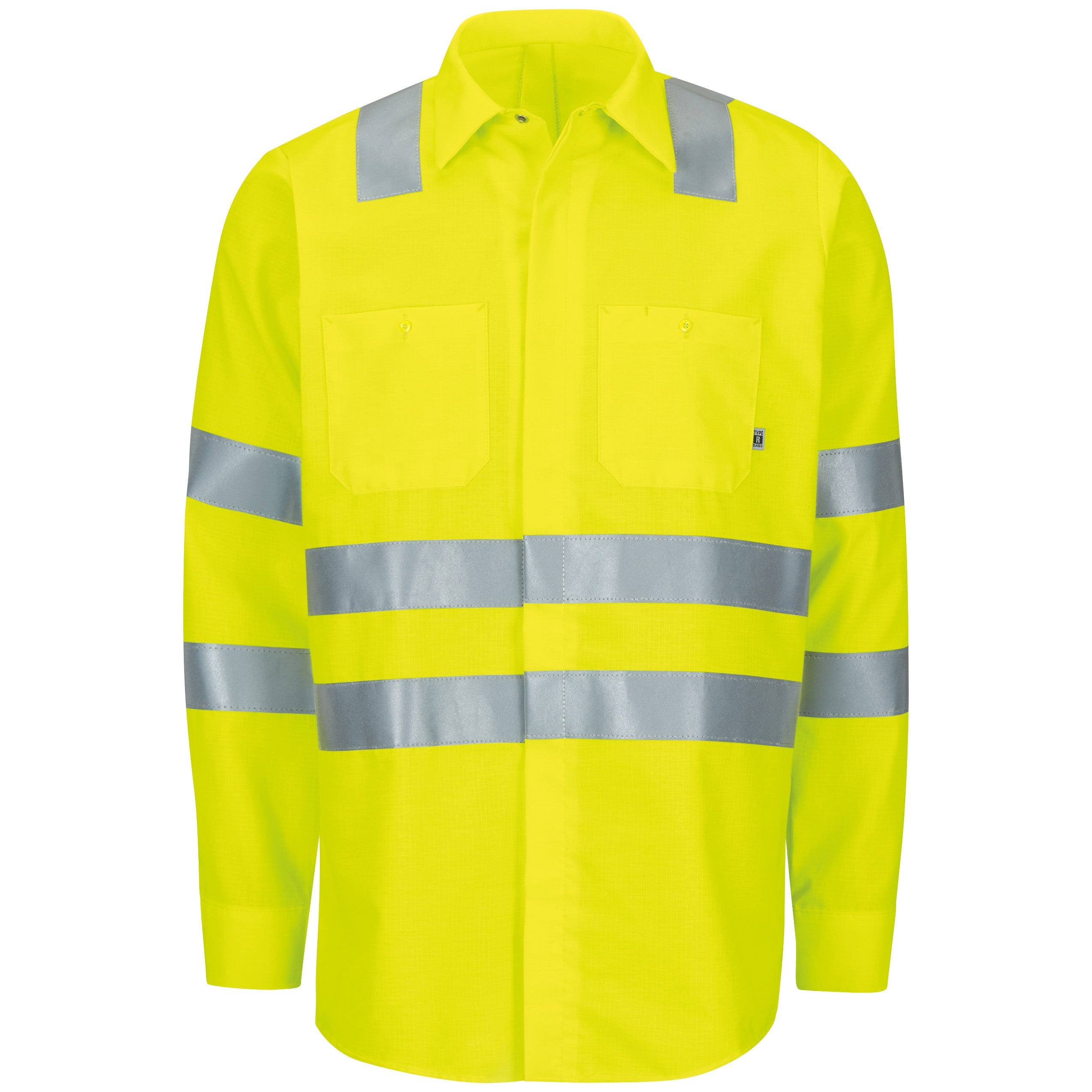 Long Sleeve Hi-Visibility Ripstop Work Shirt with MIMIX + OilBlok, Type R Class 3 SX14 - Fluorescent Yellow-eSafety Supplies, Inc