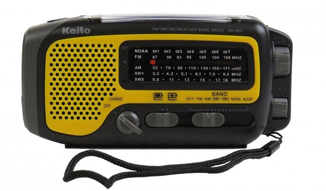Kaito- KA350 Voyager Trek Solar/Crank AM/FM/SW NOAA Weather Radio with 5-LED Flashlight-eSafety Supplies, Inc