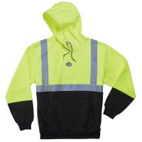 GloWear 8373 Class 3 Pullover Hi-Vis Hooded Sweatshirt Jacket - Black Front-eSafety Supplies, Inc
