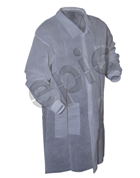 EPIC- Basic Protection CleanRoom White Lab Coat- Case-eSafety Supplies, Inc