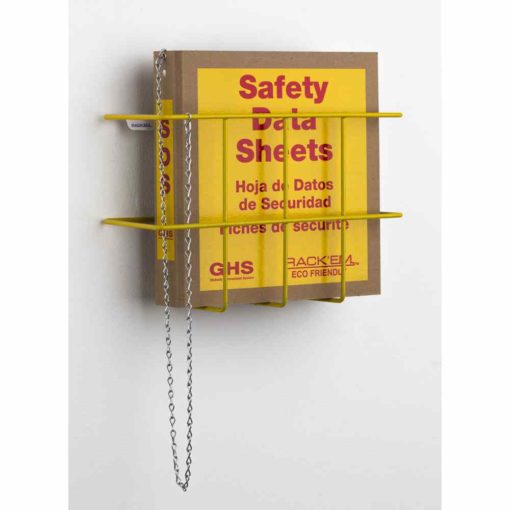 Rack'Em Racks- Economy ECO FRIENDLY SDS Right-To-Know Center, 3 language- Includes 1.5″ ECO FRIENDLY Chipboard Binder made from 100% Recycled Chipboard, writing in English, Spanish & French Canadian, and wire rack, all in one box.-eSafety Supplies, Inc