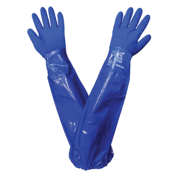 Task Gloves - Oil Task Blue Guardian Rough finish 24” Extended long sleeve, Triple dipped PVC coating, cotton liner Gloves-eSafety Supplies, Inc