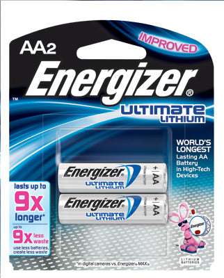 Energizer Ultimate AA Lithium Batteries (2 Per Card)-eSafety Supplies, Inc