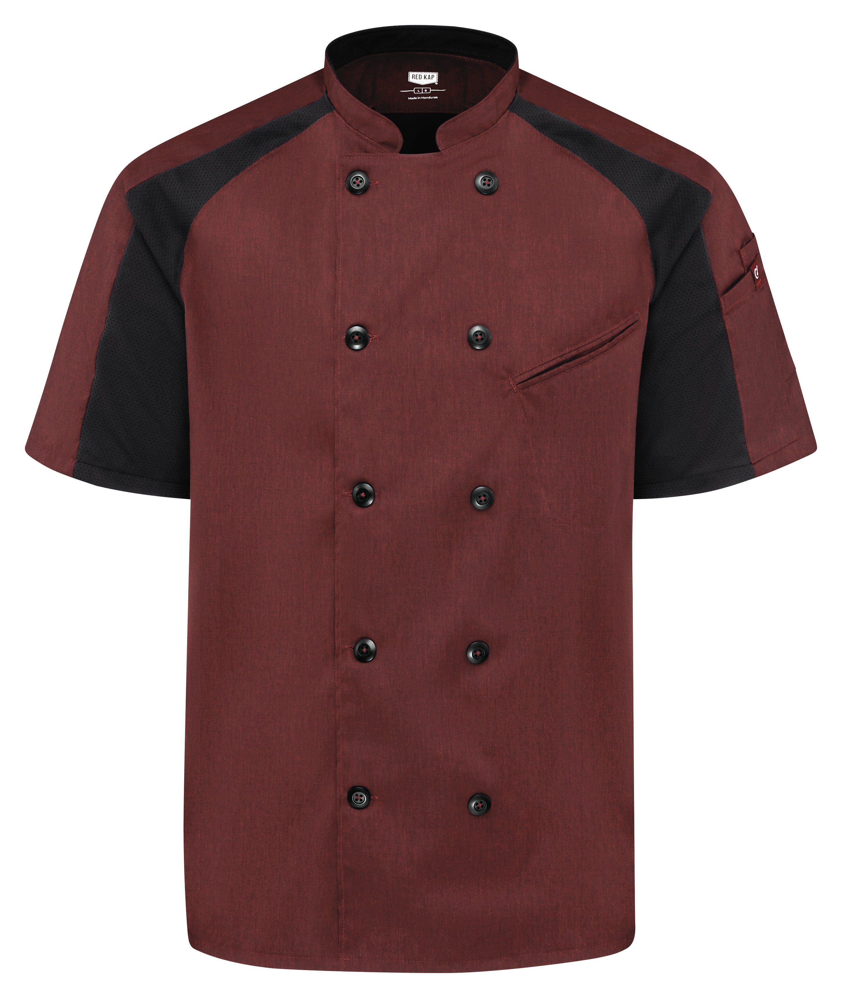 Men's Airflow Raglan Chef Coat with OilBlok 052M - Merlot Heather with Black Mesh-eSafety Supplies, Inc