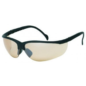 Black Frame - Brown Mirror Lens - Soft Rubber Nose Buds - Adjustable Temples Safety Glasses-eSafety Supplies, Inc