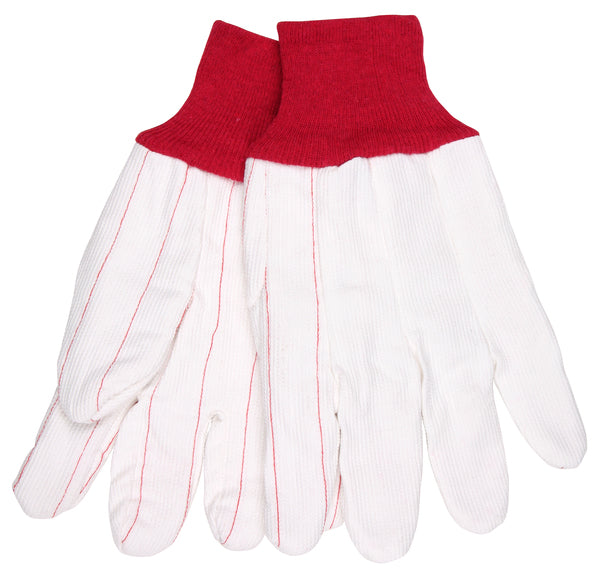 MCR Safety Double Palm Poly Cotton White W/ Red K/W-eSafety Supplies, Inc