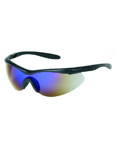 Black Frame - Blue Mirror Lens - Non-Slip Rubber Nose Piece - Insert Rubber Tips Safety Glasses-eSafety Supplies, Inc