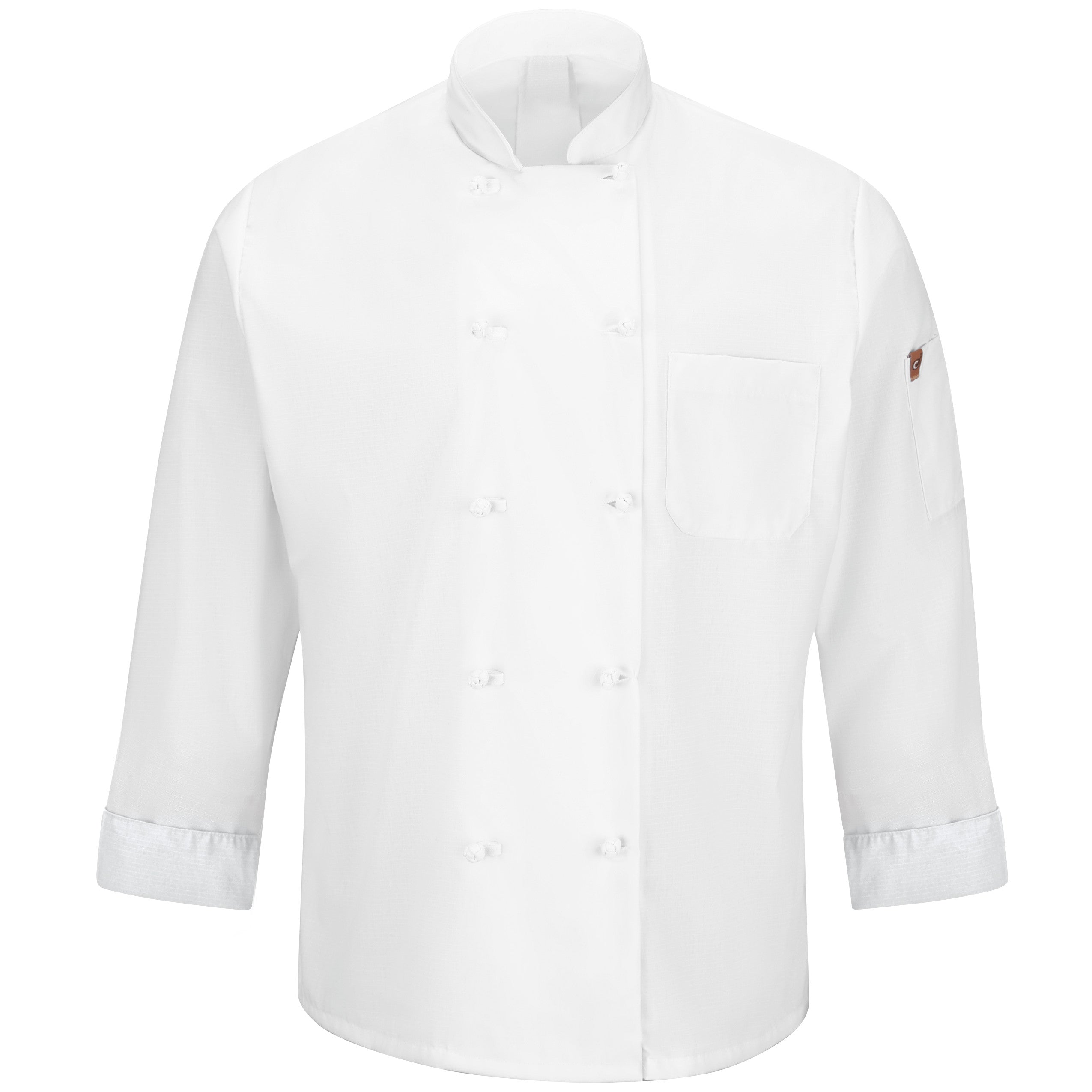 Men's Ten Knot Button Chef Coat with OilBlok + MIMIX 044X - White-eSafety Supplies, Inc
