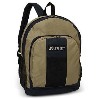Everest Luggage Backpack with Front and Side Pockets - Khaki/Navy-eSafety Supplies, Inc