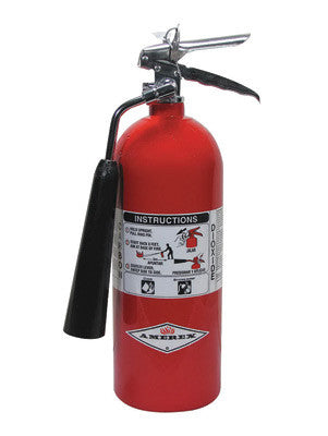 Amerex 5 Pound Stored Pressure Carbon Dioxide 5-B:C Fire Extinguisher For Class B And C Fires With Chrome Plated Brass Valve, Wall Bracket And Horn-eSafety Supplies, Inc