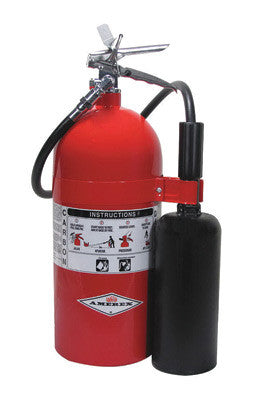 Amerex 10 Pound Stored Pressure Carbon Dioxide 10-B:C Fire Extinguisher For Class B And C Fires With Chrome Plated Brass Valve, Wall Bracket, Hose And Horn-eSafety Supplies, Inc