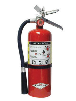 Amerex 5 Pound Stored Pressure ABC Dry Chemical 2A:10B:C Multi-Purpose Fire Extinguisher For Class A, B And C Fires With Anodized Aluminum Valve, Wall Bracket, Hose And Nozzle-eSafety Supplies, Inc