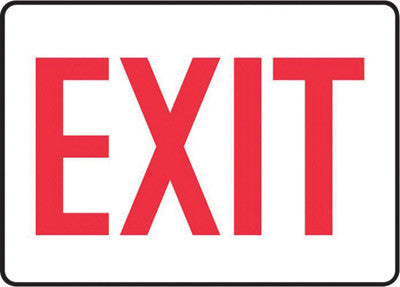 Accuform Signs 7" X 10" Red And White 0.055" Plastic Admittance And Exit Sign "EXIT" With 3/16" Mounting Hole And Round Corner-eSafety Supplies, Inc