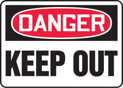 Accuform Signs MADM064VP 10" X 14" Black, Red And White 0.055" Plastic Admittance And Exit Sign "DANGER KEEP OUT" With 3/16" Mounting Hole And Round Corner