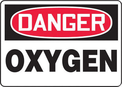 Accuform Signs 7" X 10" Black, Red And White 0.040" Aluminum Chemicals And Hazardous Materials Sign "DANGER OXYGEN" With Round Corner-eSafety Supplies, Inc