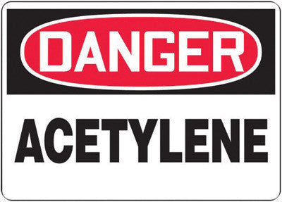 Accuform Signs 10" X 14" Black, Red And White 0.040" Aluminum Chemicals And Hazardous Materials Sign "DANGER ACETYLENE" With Round Corner-eSafety Supplies, Inc