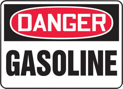 Accuform Signs 7" X 10" Black, Red And White 0.055" Plastic Chemicals And Hazardous Materials Sign "DANGER GASOLINE" With 3/16" Mounting Hole And Round Corner-eSafety Supplies, Inc