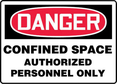 Accuform Signs 7" X 10" Black, Red And White 0.055" Plastic Sign "DANGER CONFINED SPACE AUTHORIZED PERSONNEL ONLY" With 3/16" Mounting Hole And Round Corner-eSafety Supplies, Inc