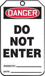 Accuform Signs 5 3/4" X 3 1/4" Black, Red And White HS-Laminate English Accident Prevention Safety Tag "DANGER DO NOT ENTER" With Pull-Proof Metal Grommeted 3/8"