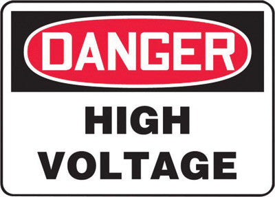 Accuform Signs 10" X 14" Black, Red And White 4 mils Adhesive Vinyl Electrical Sign "DANGER HIGH VOLTAGE"-eSafety Supplies, Inc