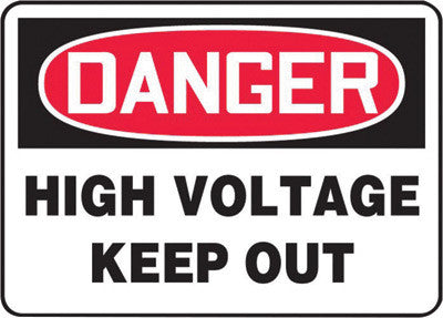 Accuform Signs 10" X 14" Black, Red And White 0.055" Plastic Electrical Sign "DANGER HIGH VOLTAGE KEEP OUT" With 3/16" Mounting Hole And Round Corner-eSafety Supplies, Inc