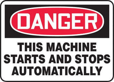 Accuform Signs 7" X 10" Black, Red And White 0.055" Plastic Equipment Machinery And Operations Safety Sign "DANGER THIS MACHINE STARTS AND STOPS AUTOMATICALLY" With-eSafety Supplies, Inc