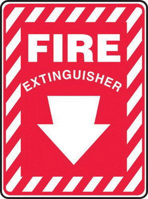 Accuform Signs 10" X 7" White And Red 0.055" Plastic Extinguisher Sign "FIRE EXTINGUISHER " With 3/16" Mounting Hole And Round Corner-eSafety Supplies, Inc