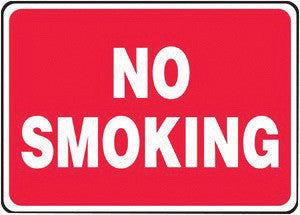 Accuform Signs 10" X 14" White And Red 0.040" Aluminum Smoking Control Sign "NO SMOKING" With Round Corner