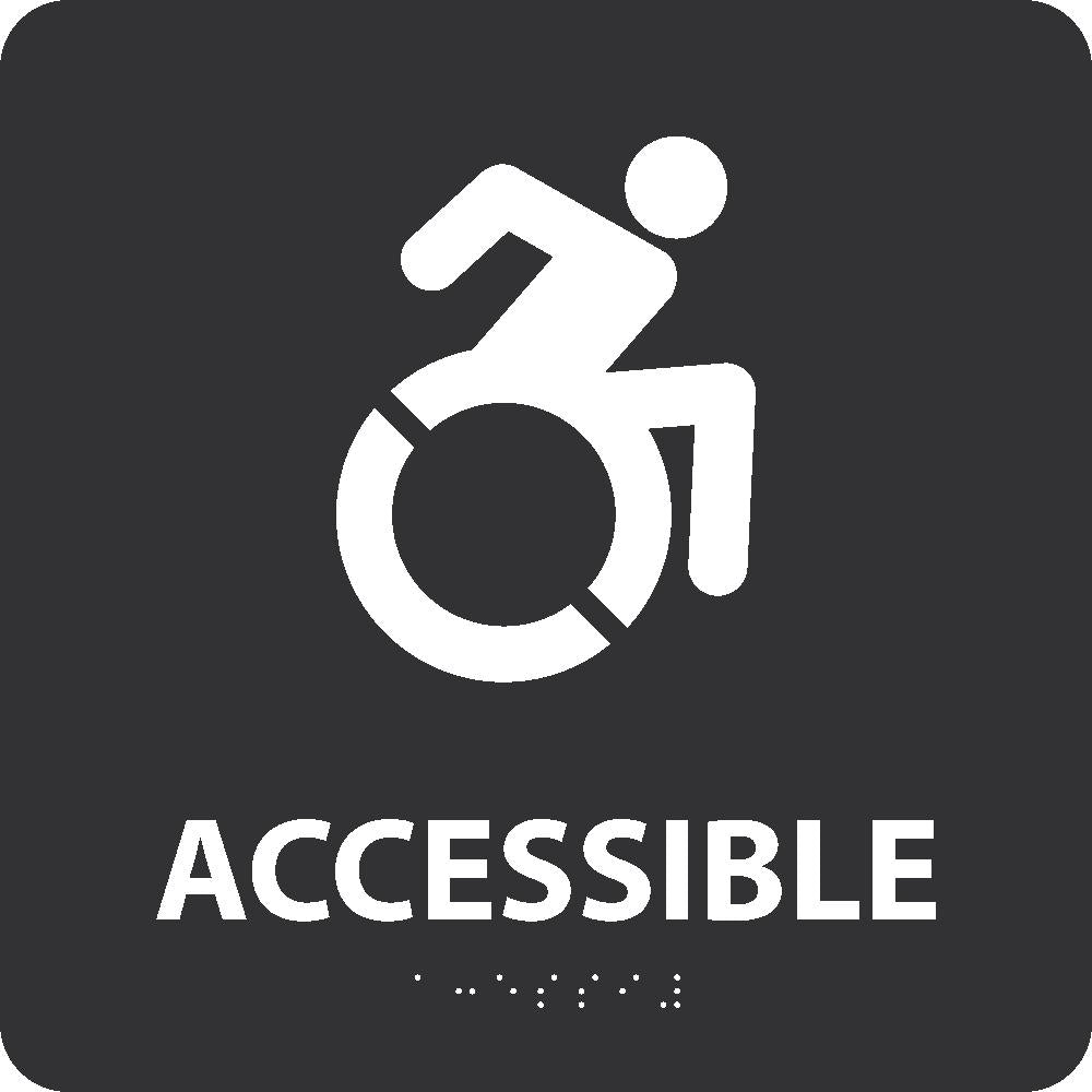 New York Ada Accessible Entrance Sign, W/Handicap Symbol Black 8X8 Sign,Braille - ADA181WBK-eSafety Supplies, Inc