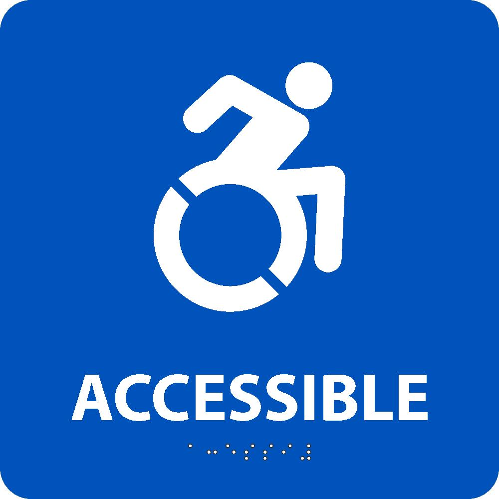 New York Ada Accessible Entrance Sign, W/Handicap Symbol Blue 8X8 Sign, Braille - ADA181WBL-eSafety Supplies, Inc