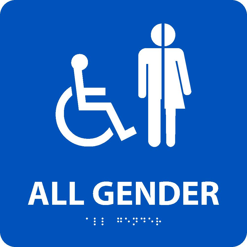 All Gender/Handicapped Braille Ada Sign(W/Handicap Symbol), Blue, 8X8 - ADA22BL-eSafety Supplies, Inc