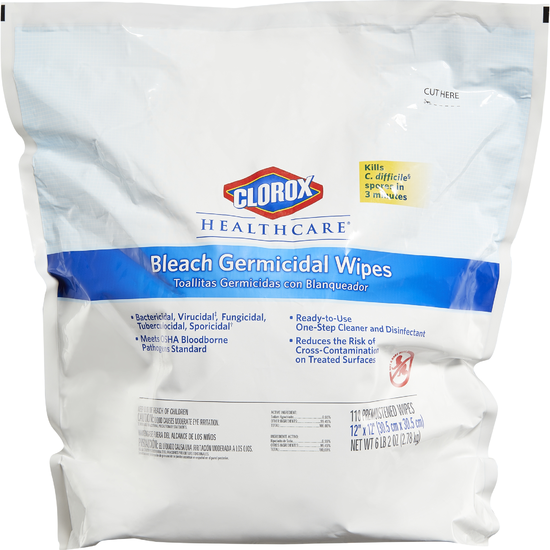 Clorox Healthcare® Bleach Germicidal Wipes Refill (110 Wipes)-eSafety Supplies, Inc