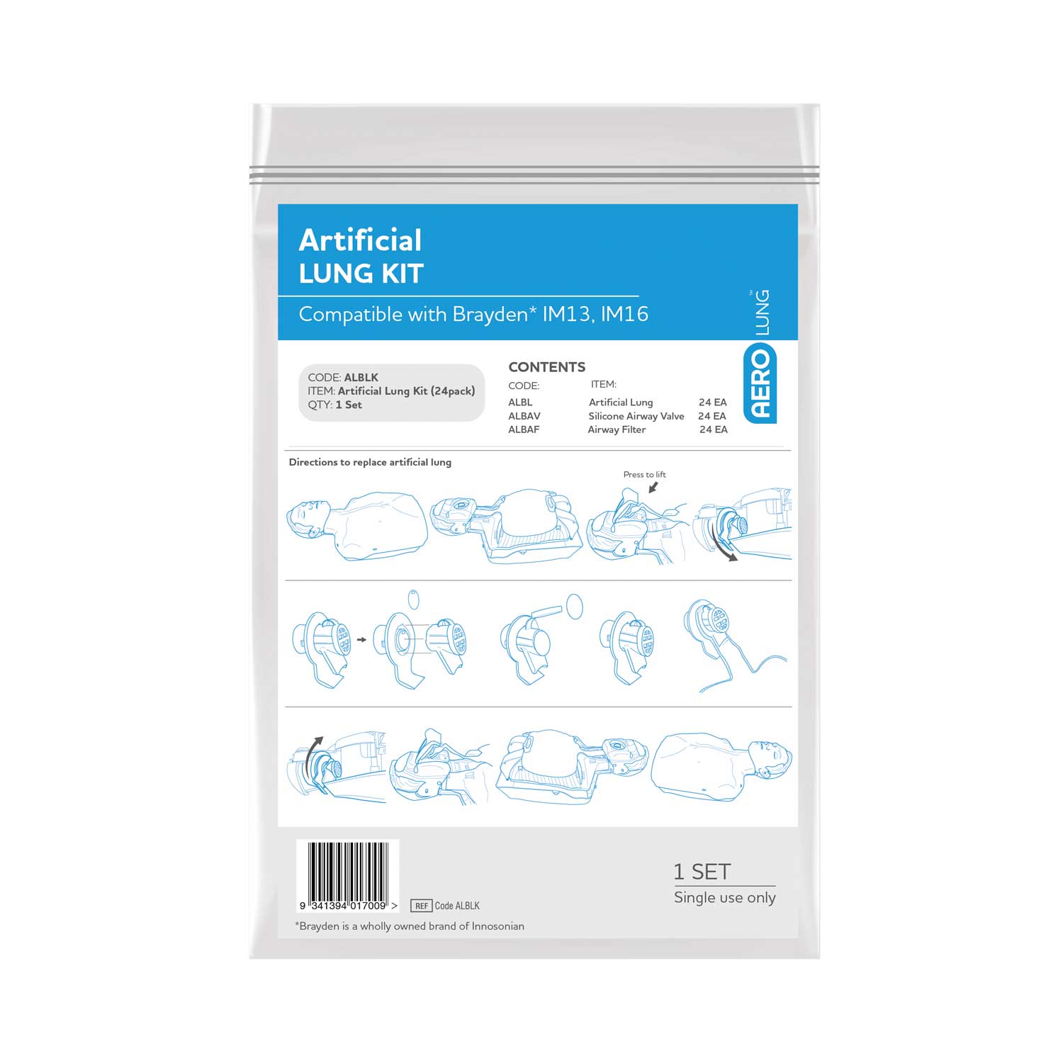 Aerolung Brayden Lung, Filter &Amp; Valve Kit-eSafety Supplies, Inc