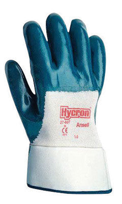 Ansell Size 10 Hycron Heavy Duty Multi-Purpose Cut And Abrasion Resistant Blue Nitrile Fully Coated Work Gloves With Jersey Liner And Knit Wrist-eSafety Supplies, Inc
